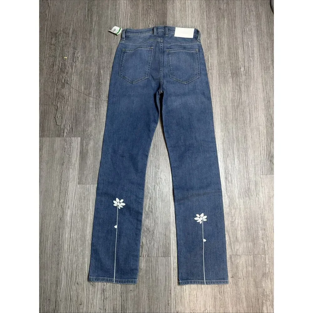 Seven 7 FOR ALL MANKIND~Easy Slim/High Rise/Floral Print Distressed Jeans Sz 26